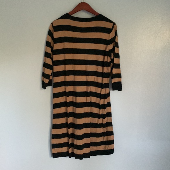 EUC Merona Brown and Black Knit Striped 3/4 Sleeve Mid-Thigh Sweater Dress - Picture 5 of 5